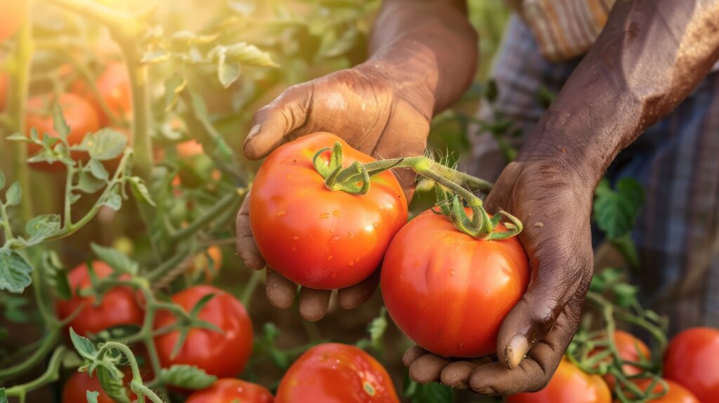 african man harvesting vegetables