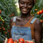 Photorealistic Woman Organic Sustainable Garden Harvesting Produce 150x150